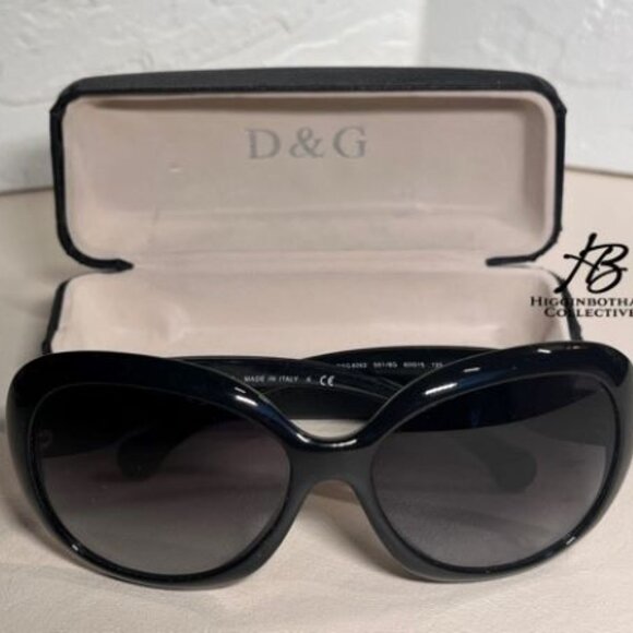 NEW DOLCE & GABBANA D&G 8063 501/8G GLOSSY BLACK 60-15-135 SUNGLASSES 3N W/ CASE - Picture 3 of 15